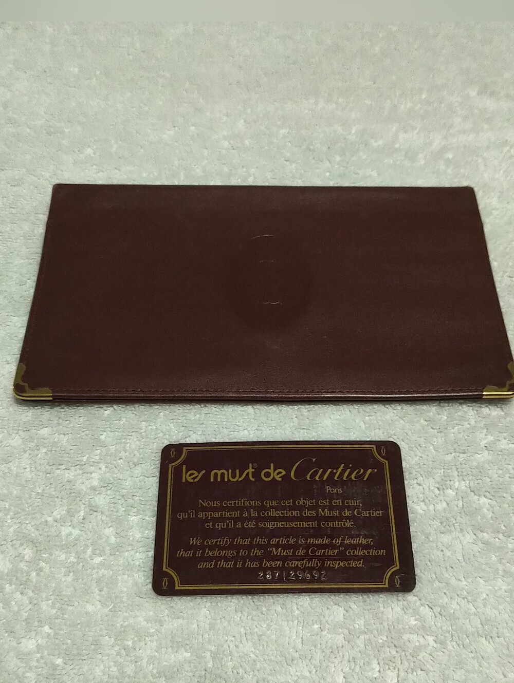 RARE Vintage Cartier Burgundy Leather Wallet with Gilt Trim